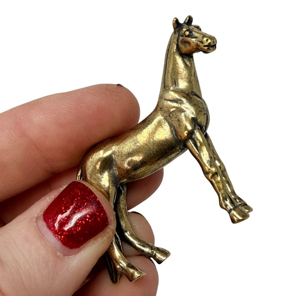 Brass Horse Spirit Animal Figurine Strength Freedom Lucky Altar Totem